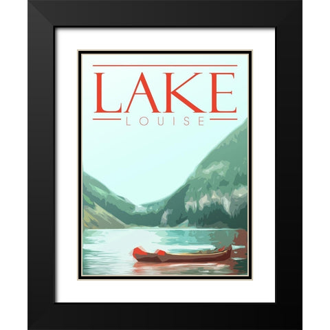 Lake Louise Black Modern Wood Framed Art Print with Double Matting by Villa, Mlli