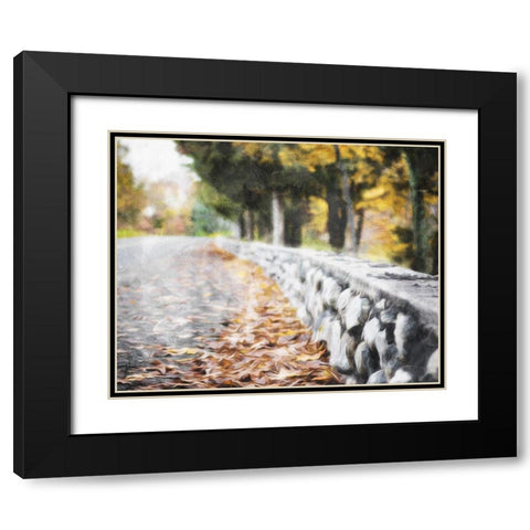 Leaves On The Road Black Modern Wood Framed Art Print with Double Matting by Villa, Mlli