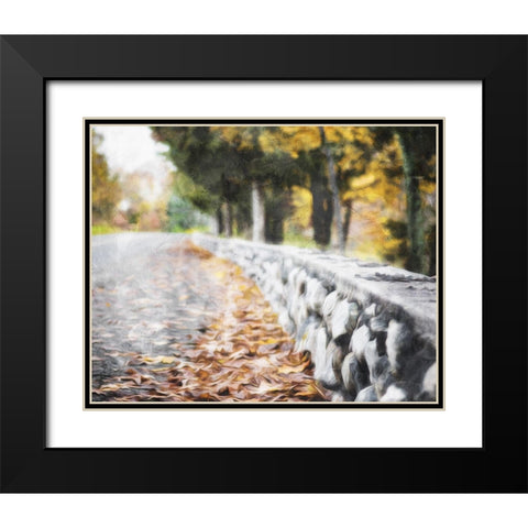 Leaves On The Road Black Modern Wood Framed Art Print with Double Matting by Villa, Mlli