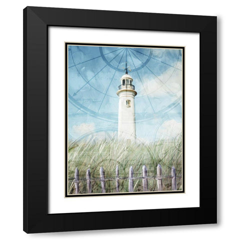 Light House Up On The Hill Black Modern Wood Framed Art Print with Double Matting by Villa, Mlli