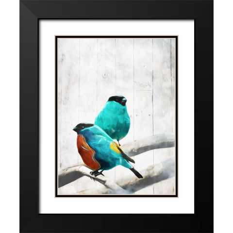 Abstract Birds Black Modern Wood Framed Art Print with Double Matting by Villa, Mlli