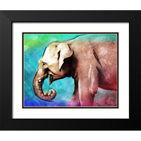 Bright Elephant Black Modern Wood Framed Art Print with Double Matting by Villa, Mlli