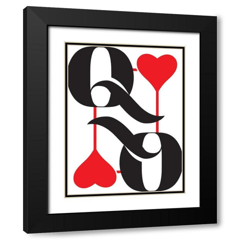 Queen Of Hearts Black Modern Wood Framed Art Print with Double Matting by Villa, Mlli
