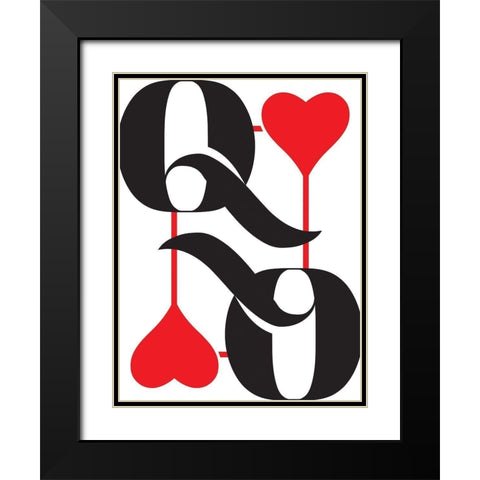 Queen Of Hearts Black Modern Wood Framed Art Print with Double Matting by Villa, Mlli