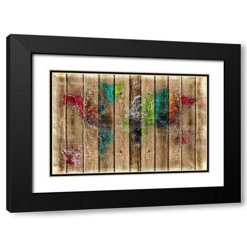 Colorful World Black Modern Wood Framed Art Print with Double Matting by Villa, Mlli