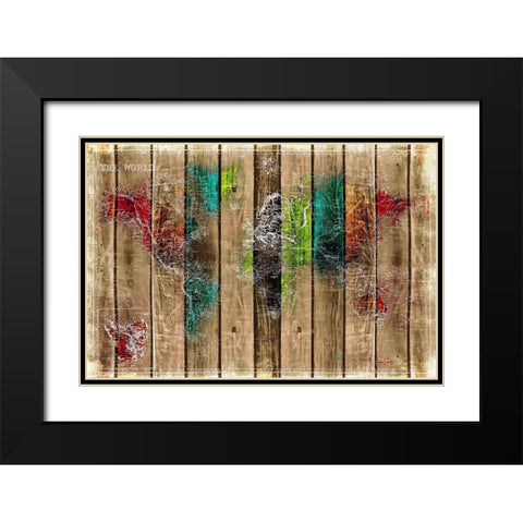 Colorful World Black Modern Wood Framed Art Print with Double Matting by Villa, Mlli