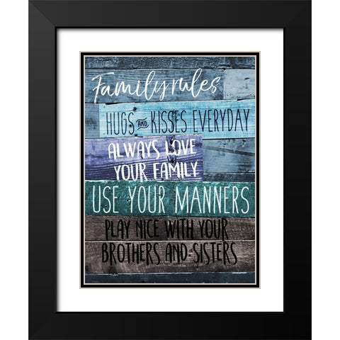 Family Rules Black Modern Wood Framed Art Print with Double Matting by Villa, Mlli