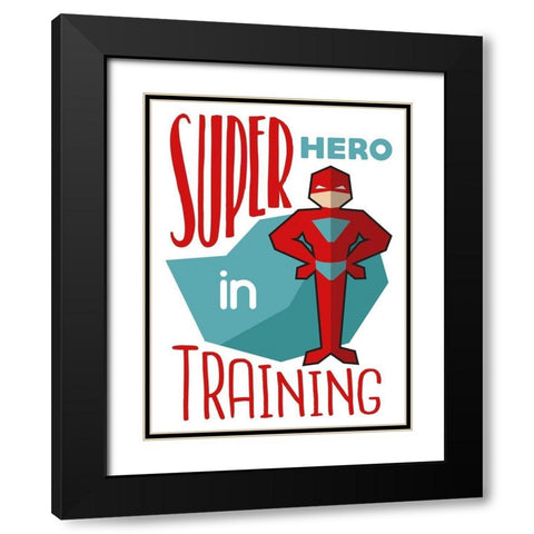 Super Hero Black Modern Wood Framed Art Print with Double Matting by Villa, Milli