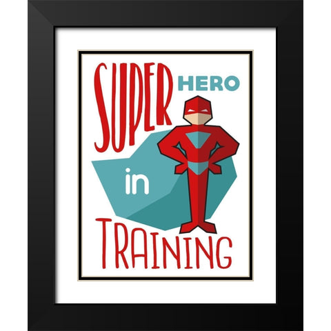 Super Hero Black Modern Wood Framed Art Print with Double Matting by Villa, Milli