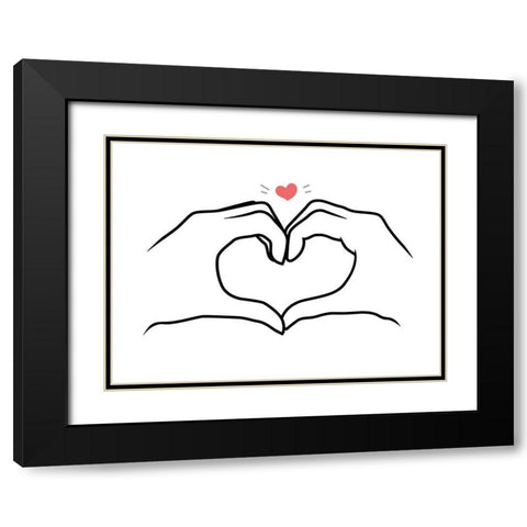 Heart Black Modern Wood Framed Art Print with Double Matting by Villa, Mlli