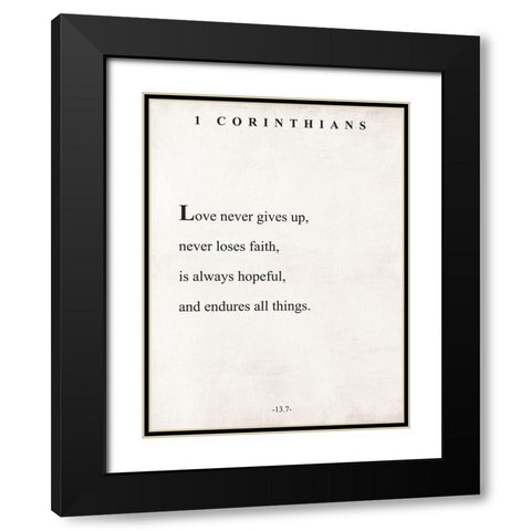 Corinthians Book Page Black Modern Wood Framed Art Print with Double Matting by Villa, Mlli
