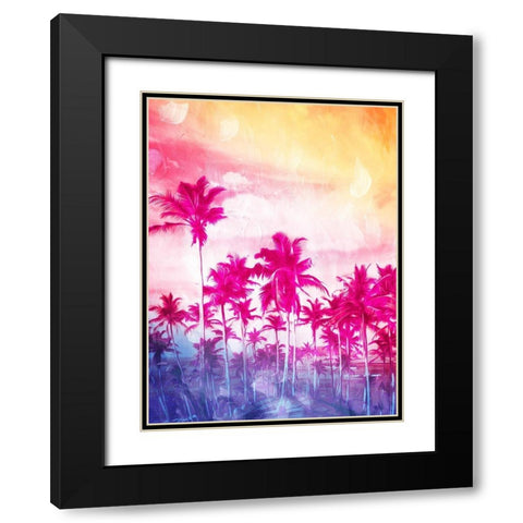 Beach Palm Out Brights Black Modern Wood Framed Art Print with Double Matting by Villa, Mlli