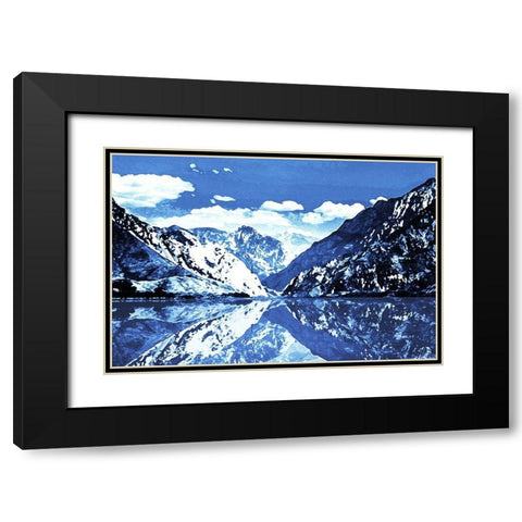 Blue Mountain Black Modern Wood Framed Art Print with Double Matting by Villa, Mlli