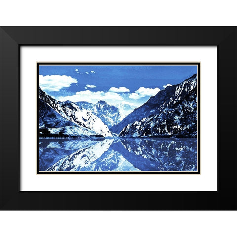 Blue Mountain Black Modern Wood Framed Art Print with Double Matting by Villa, Mlli