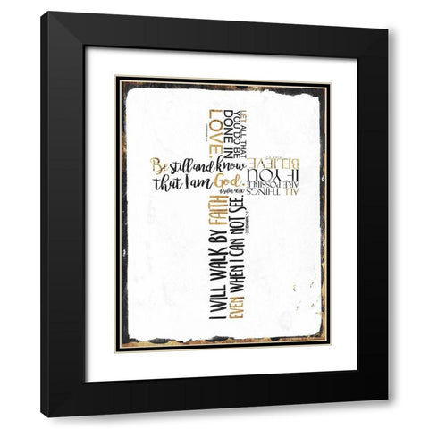 Four Quote Cross Black Modern Wood Framed Art Print with Double Matting by Villa, Mlli