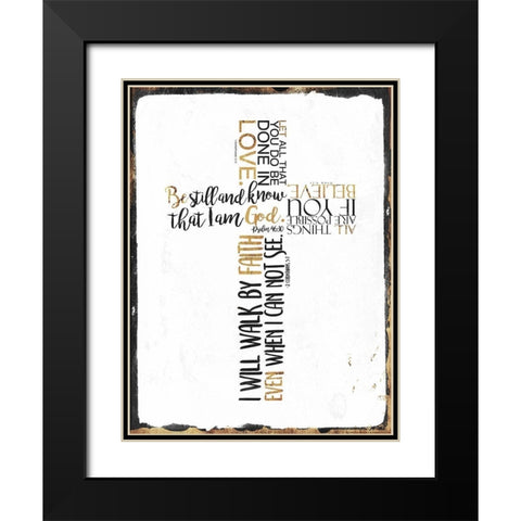 Four Quote Cross Black Modern Wood Framed Art Print with Double Matting by Villa, Mlli