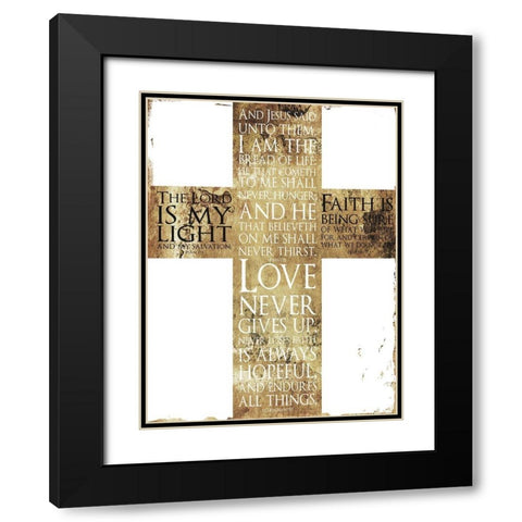 Text Gold Cross Black Modern Wood Framed Art Print with Double Matting by Villa, Mlli