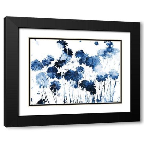 Blue Hues Flowers Black Modern Wood Framed Art Print with Double Matting by Villa, Mlli