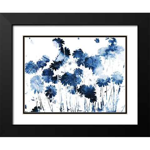 Blue Hues Flowers Black Modern Wood Framed Art Print with Double Matting by Villa, Mlli