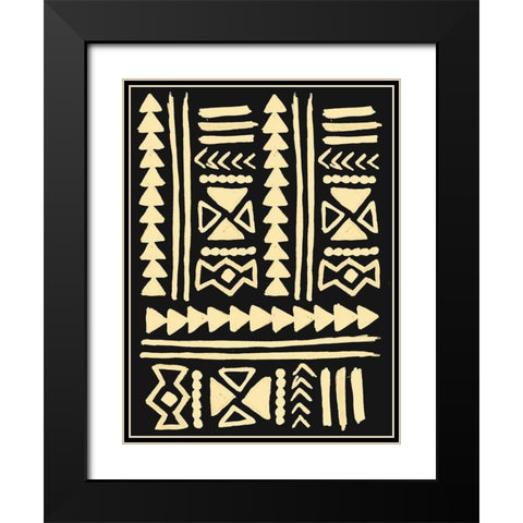 Wooden Tribal Cream Black Modern Wood Framed Art Print with Double Matting by Villa, Mlli