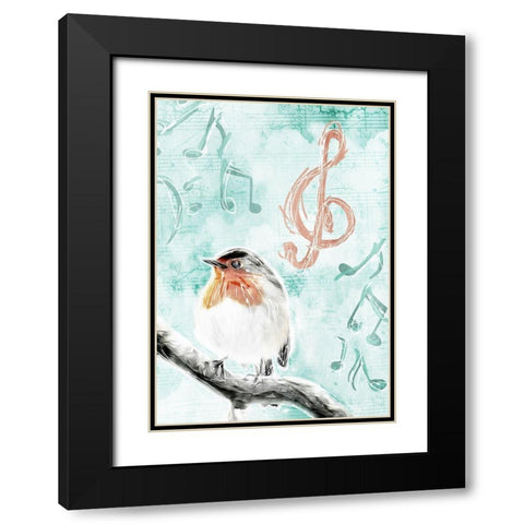 Music Bird Mate Black Modern Wood Framed Art Print with Double Matting by Villa, Mlli
