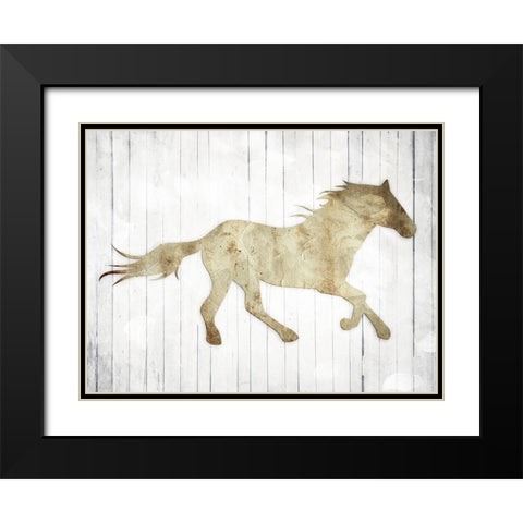 Icon Horse Black Modern Wood Framed Art Print with Double Matting by Villa, Mlli
