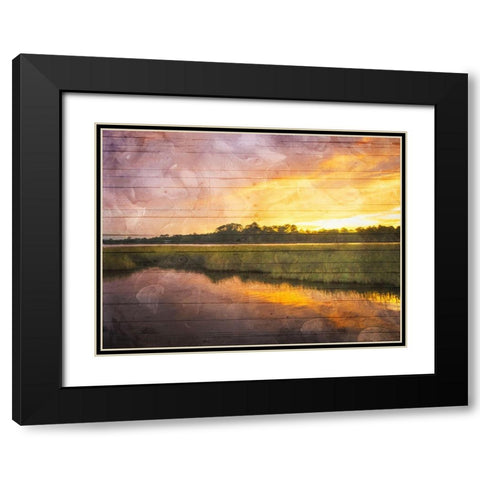 Marsh Sunset Black Modern Wood Framed Art Print with Double Matting by Villa, Mlli