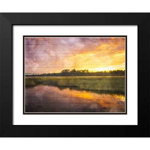 Marsh Sunset Black Modern Wood Framed Art Print with Double Matting by Villa, Mlli