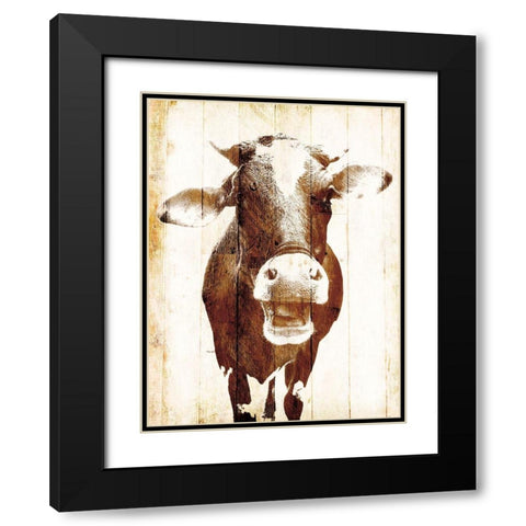 Aaahh Cow Black Modern Wood Framed Art Print with Double Matting by Villa, Mlli
