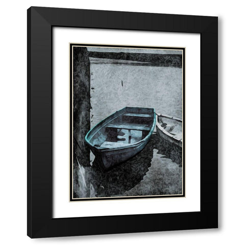 Boat In The Blue Black Modern Wood Framed Art Print with Double Matting by Villa, Mlli