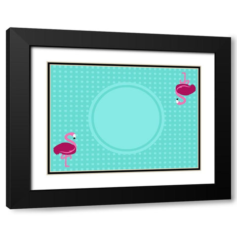 Flamingo Placemat Black Modern Wood Framed Art Print with Double Matting by Villa, Mlli