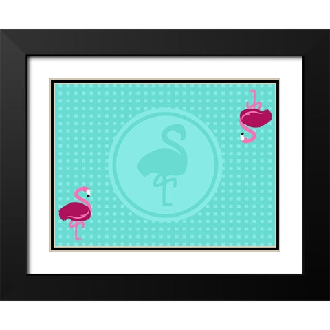 Flamingo Placemat Two Black Modern Wood Framed Art Print with Double Matting by Villa, Mlli