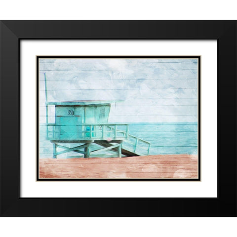 Lifegaurd Station Black Modern Wood Framed Art Print with Double Matting by Villa, Mlli