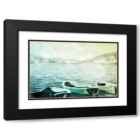 Boats in the Water Black Modern Wood Framed Art Print with Double Matting by Villa, Mlli