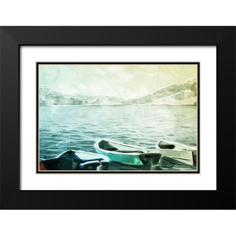 Boats in the Water Black Modern Wood Framed Art Print with Double Matting by Villa, Mlli