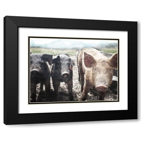 Three Little Pigs Black Modern Wood Framed Art Print with Double Matting by Villa, Mlli