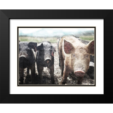 Three Little Pigs Black Modern Wood Framed Art Print with Double Matting by Villa, Mlli