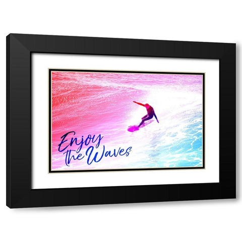 Enjoy the Waves Black Modern Wood Framed Art Print with Double Matting by Villa, Mlli