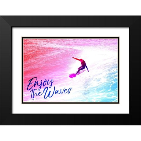 Enjoy the Waves Black Modern Wood Framed Art Print with Double Matting by Villa, Mlli