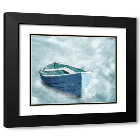 Lonely Boat Black Modern Wood Framed Art Print with Double Matting by Villa, Mlli