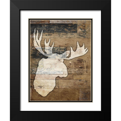 Look At Me Moose Black Modern Wood Framed Art Print with Double Matting by Villa, Mlli