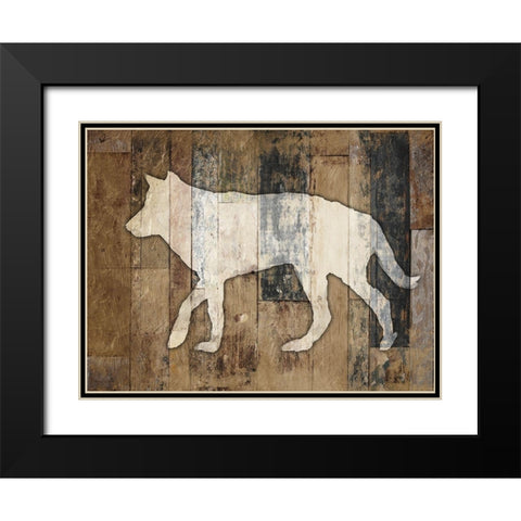 Look At Me Wolf Black Modern Wood Framed Art Print with Double Matting by Villa, Mlli