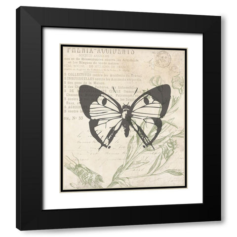 Lightened Vintage Insects Two Black Modern Wood Framed Art Print with Double Matting by Villa, Mlli