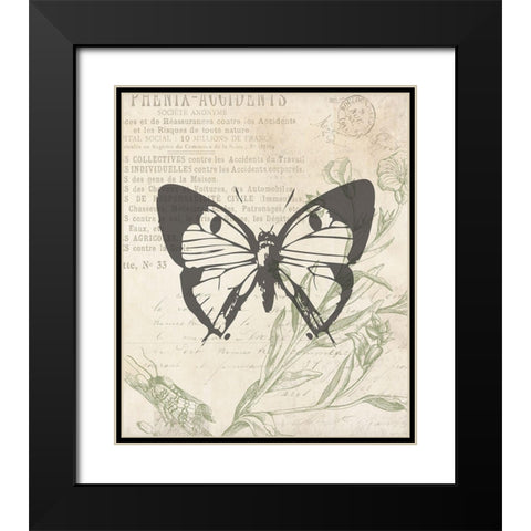 Lightened Vintage Insects Two Black Modern Wood Framed Art Print with Double Matting by Villa, Mlli