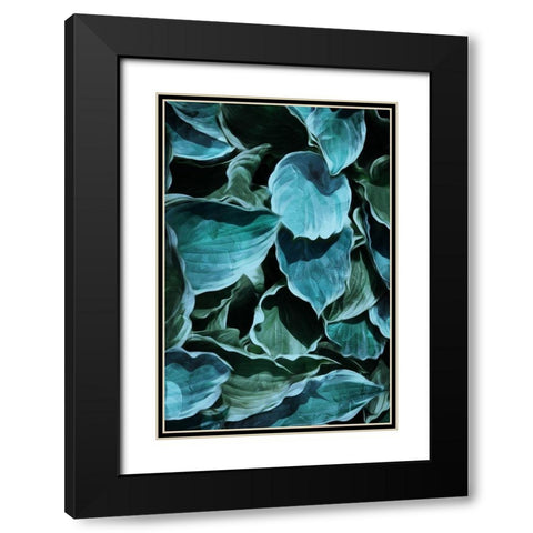 TealMuli Leaves Black Modern Wood Framed Art Print with Double Matting by Villa, Milli