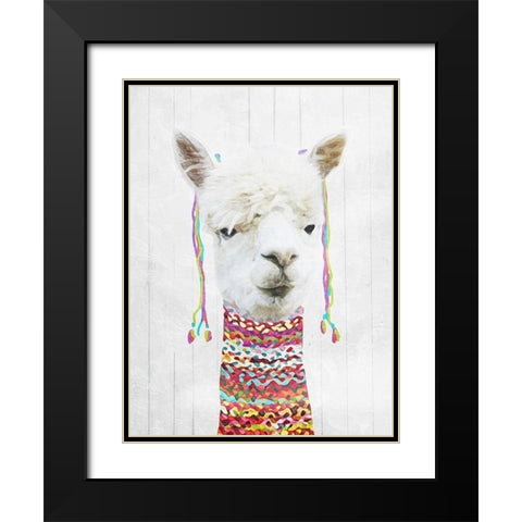 Dressed Llama Black Modern Wood Framed Art Print with Double Matting by Villa, Mlli