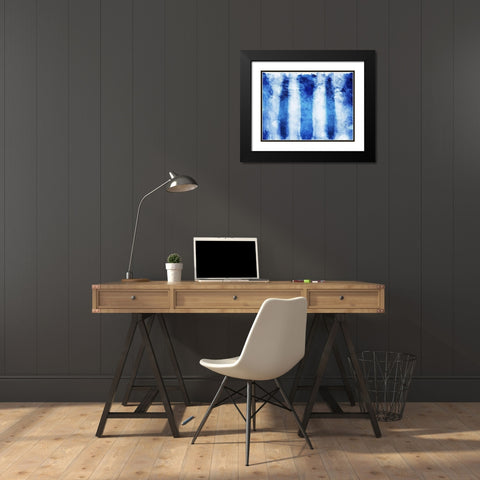 Blue Stripes Black Modern Wood Framed Art Print with Double Matting by Villa, Mlli