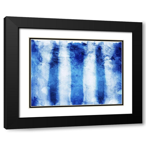 Blue Stripes Black Modern Wood Framed Art Print with Double Matting by Villa, Mlli