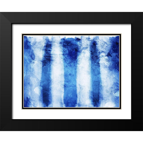 Blue Stripes Black Modern Wood Framed Art Print with Double Matting by Villa, Mlli