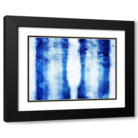Blue Stripes Mate Black Modern Wood Framed Art Print with Double Matting by Villa, Mlli